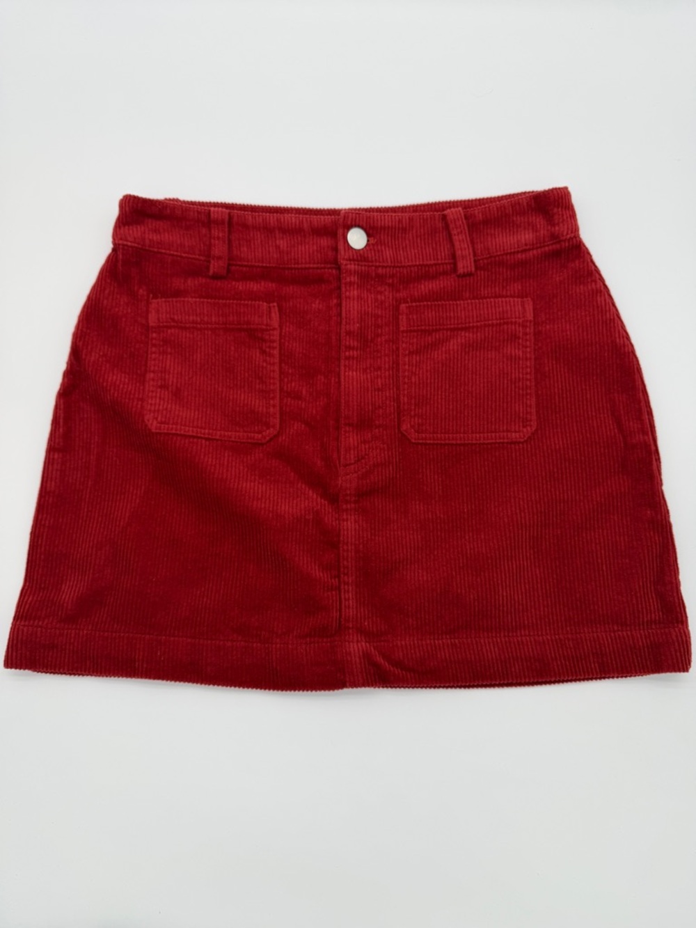 Altar'd State Rust Red Corduroy Mini Skirt Medium 100% Cotton Boho Pocket Skirt